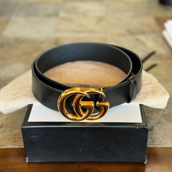Gucci GG MARMONT LEATHER BELT WITH SHINY BUCKLE - Picture 3 of 3